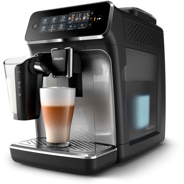 Кафемашина Philips LatteGo EP3246/70, 15 bar, 1,8 л. воден резервоар, 275 гр. вместимост за кафе, AquaClean, черна/сребриста